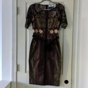 Byron Lars Antique Gold Lace Sheath